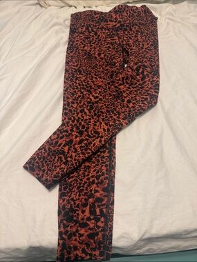 Calvin Klein Performance Red and Black Leopard-Print Leggings